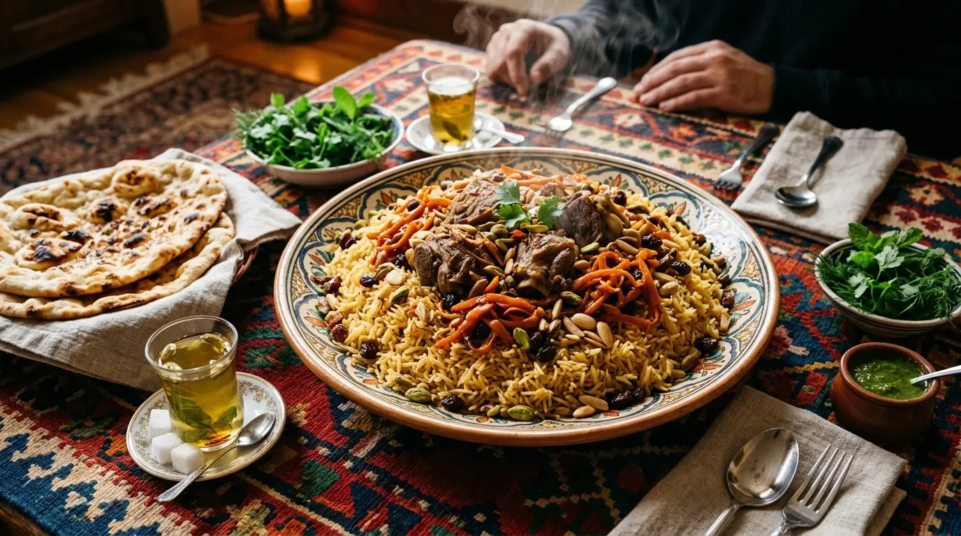 Visual view of Kabuli Pulao: The Crown Jewel of Afghan Festive Dining