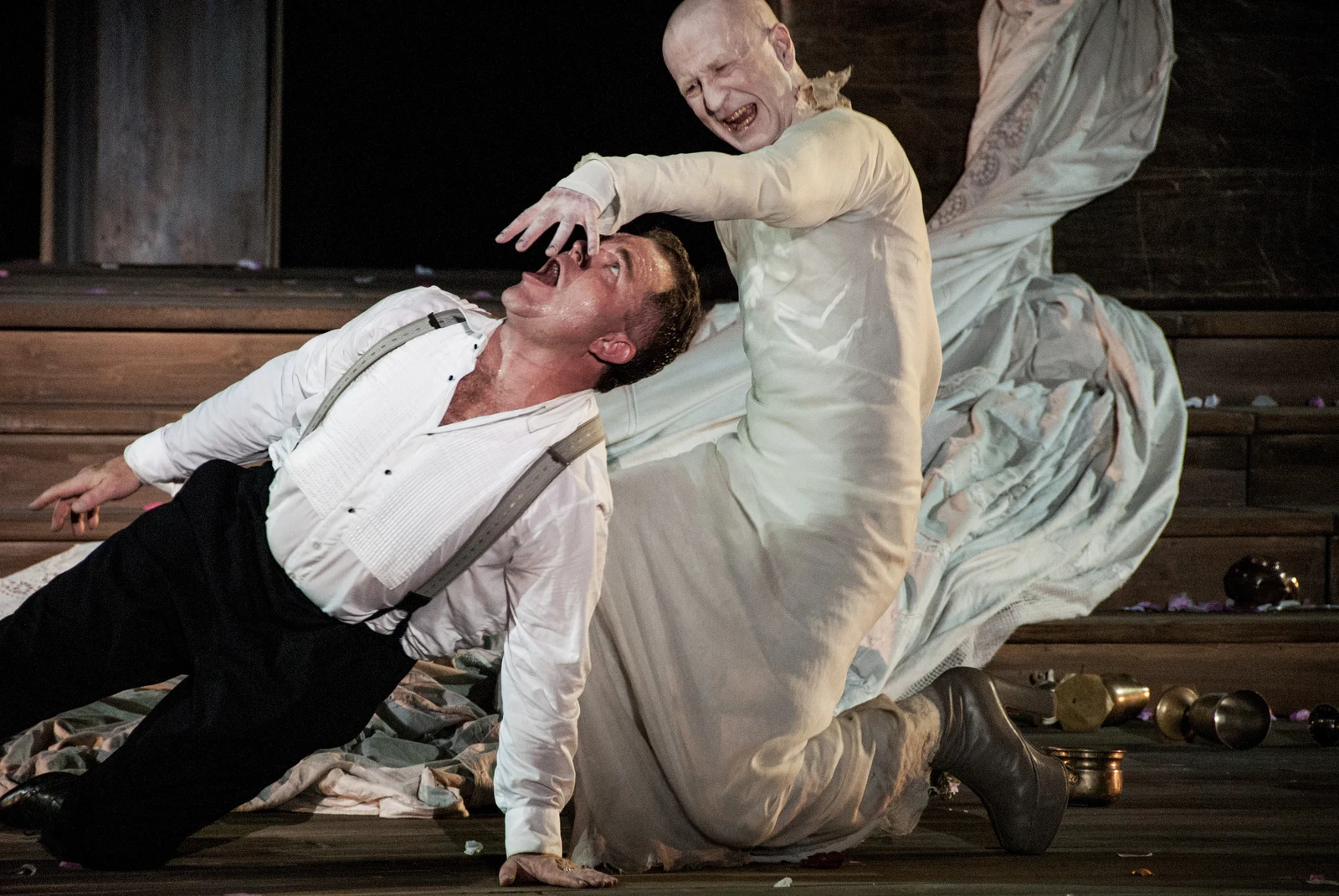 Theatrical performance of Jedermann on the outdoor stage in Salzburg Cathedral Square.
