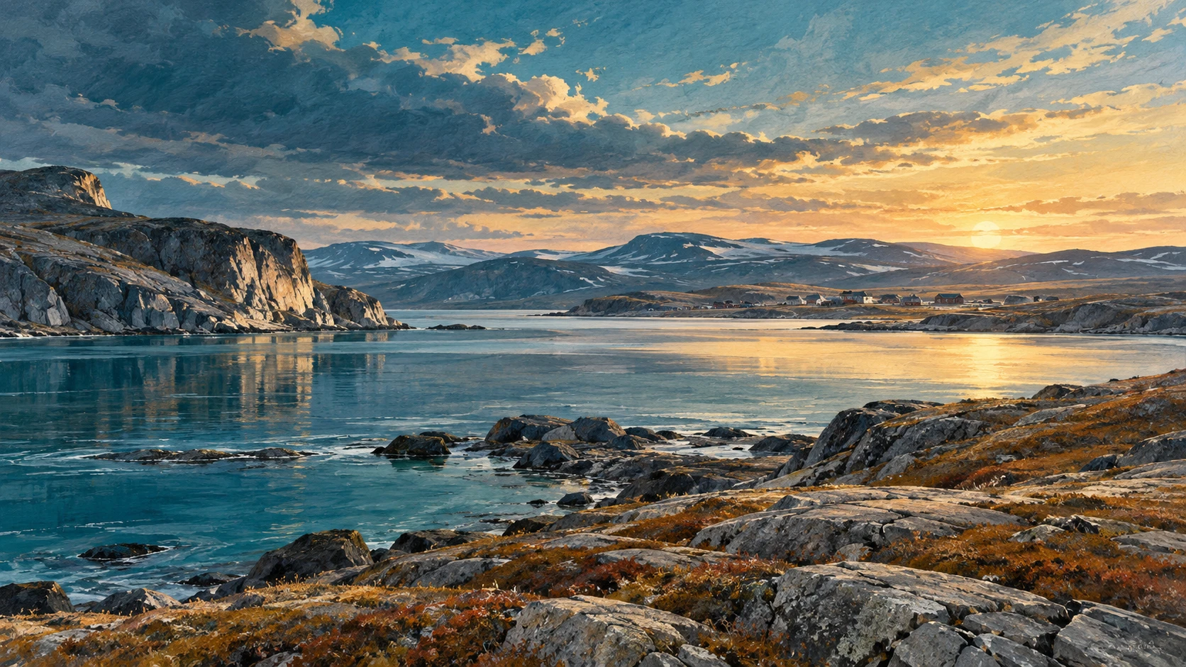 A wide scenic view of the Nunavik subarctic coastal landscape.