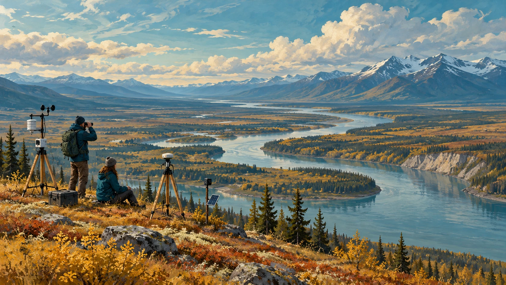 Heritage monitoring specialists conducting landscape surveys in the Klondike region.