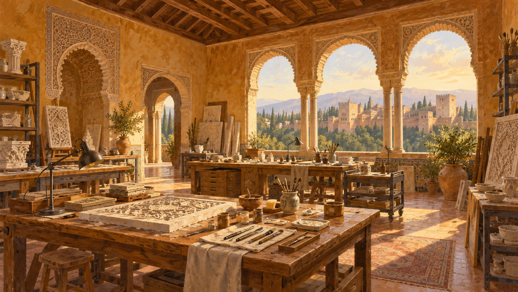 Alhambra Conservation Workshops: Preserving Palatine Architecture and Material Heritage