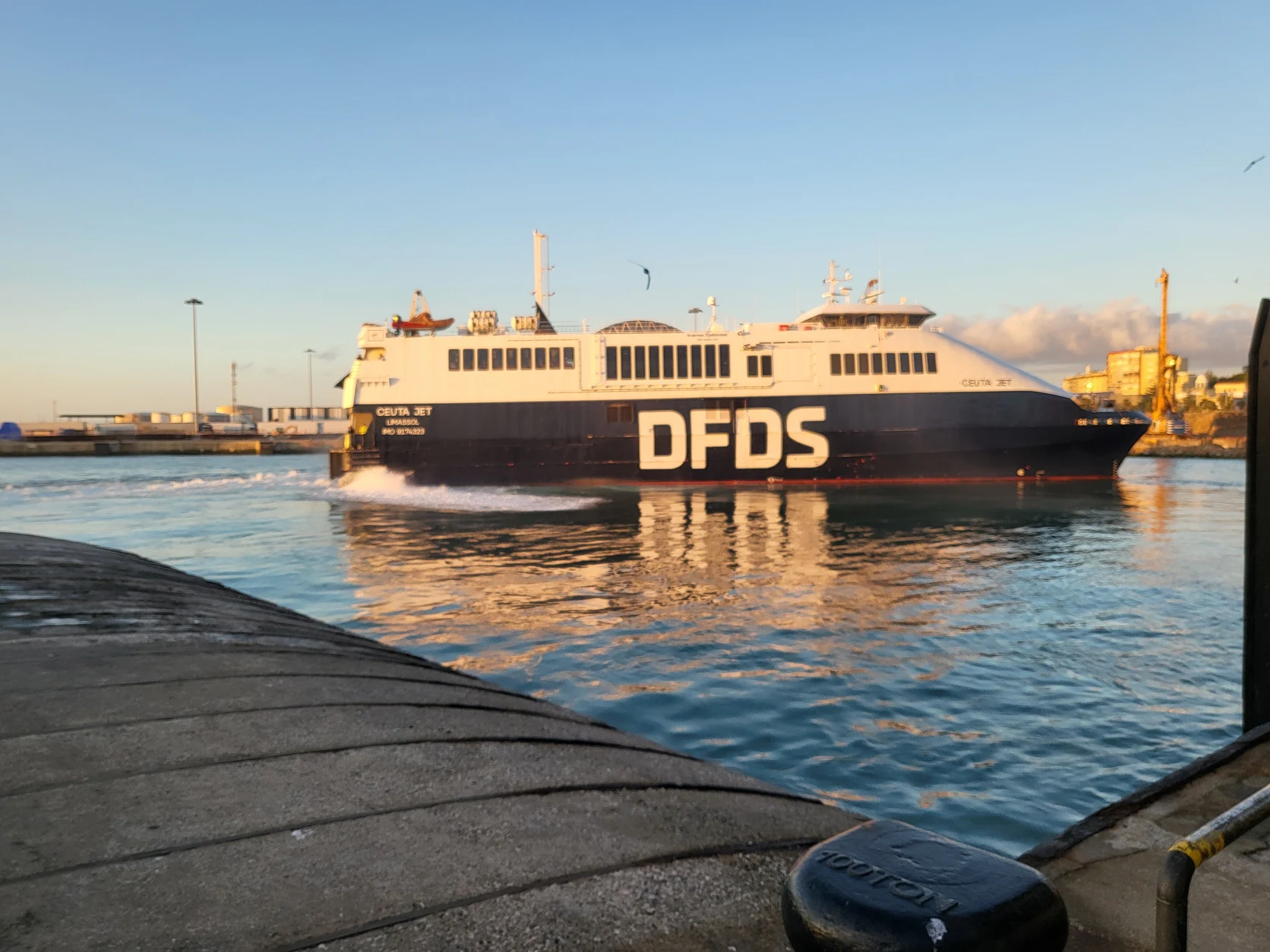 Intercontinental passenger and roll-on roll-off ferry docked at the Port of Algeciras.