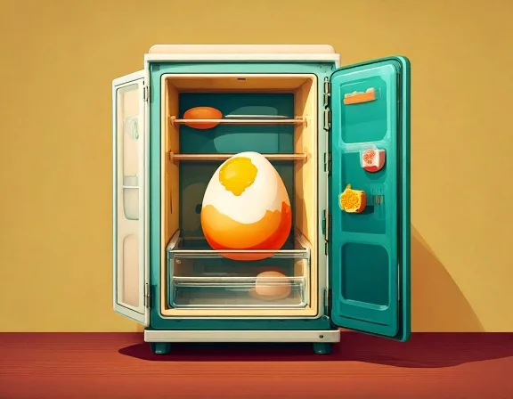 There's an egg in the fridge.