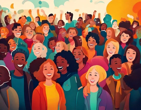 There are many people in the park.
