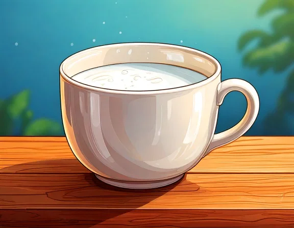 There's milk in the cup.