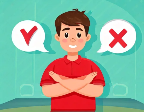 Cartoon person expressing negation